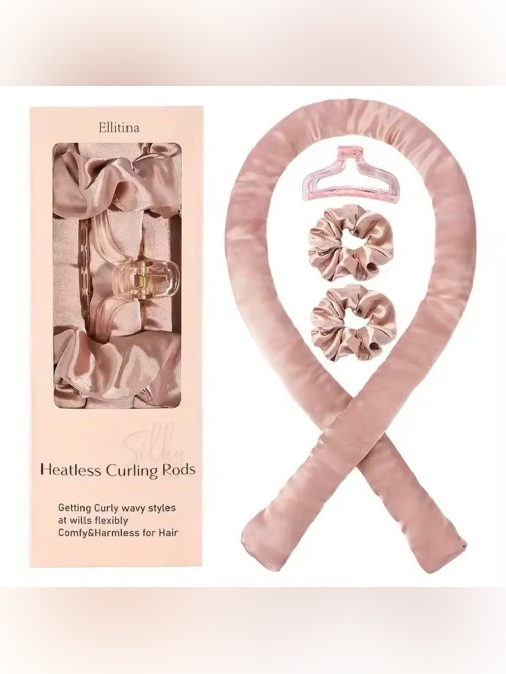 Satin Heatless Curling Rod Set — Rose Blush